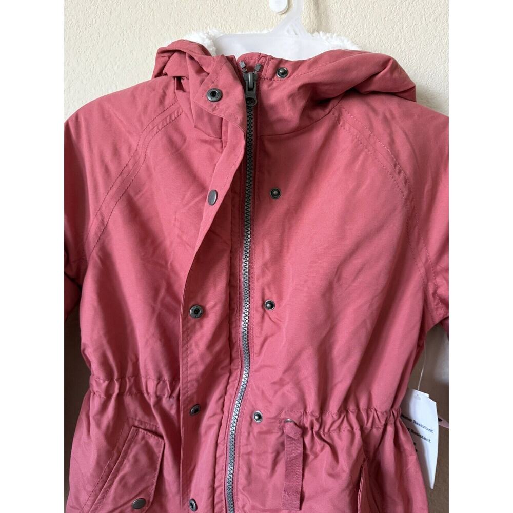Old Navy Pink Water Resistant Hooded Sherpa Lined Girls Parka Jacket Size M 8 - Picture 3 of 7